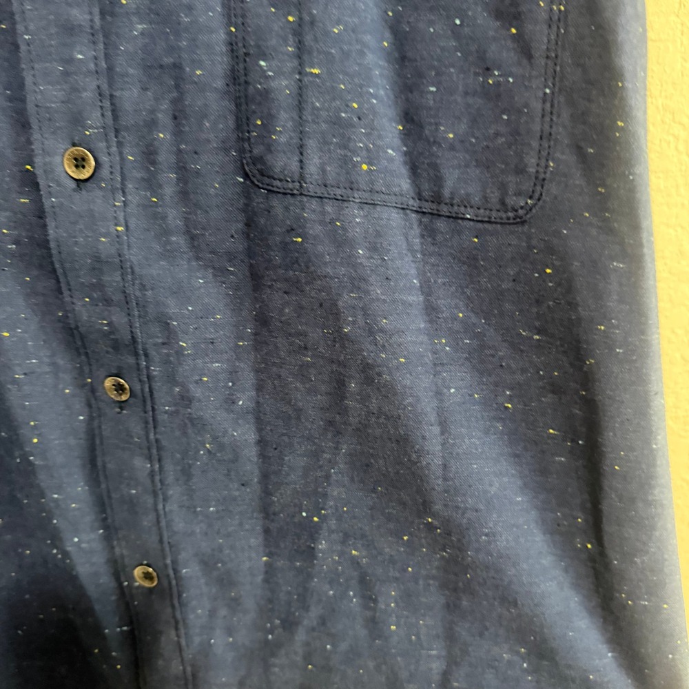 Tommy Bahama Men XL Blue Speckled Neps Long Sleeve Button Down Shirt Marlin Logo - Picture 7 of 14
